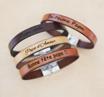 bracelet cuir homme gravé