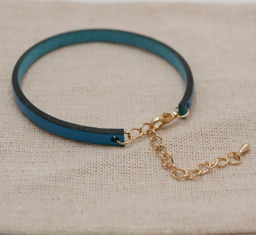 Bracelet de cheville en cuir fin à  personnaliser par gravure