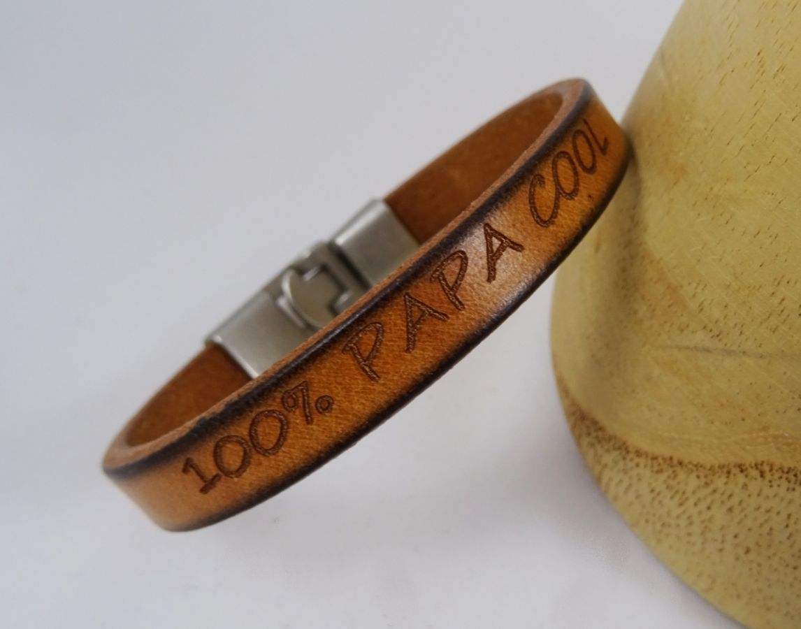 Bracelet cuir Camel Homme gravé cadeau personnalisé