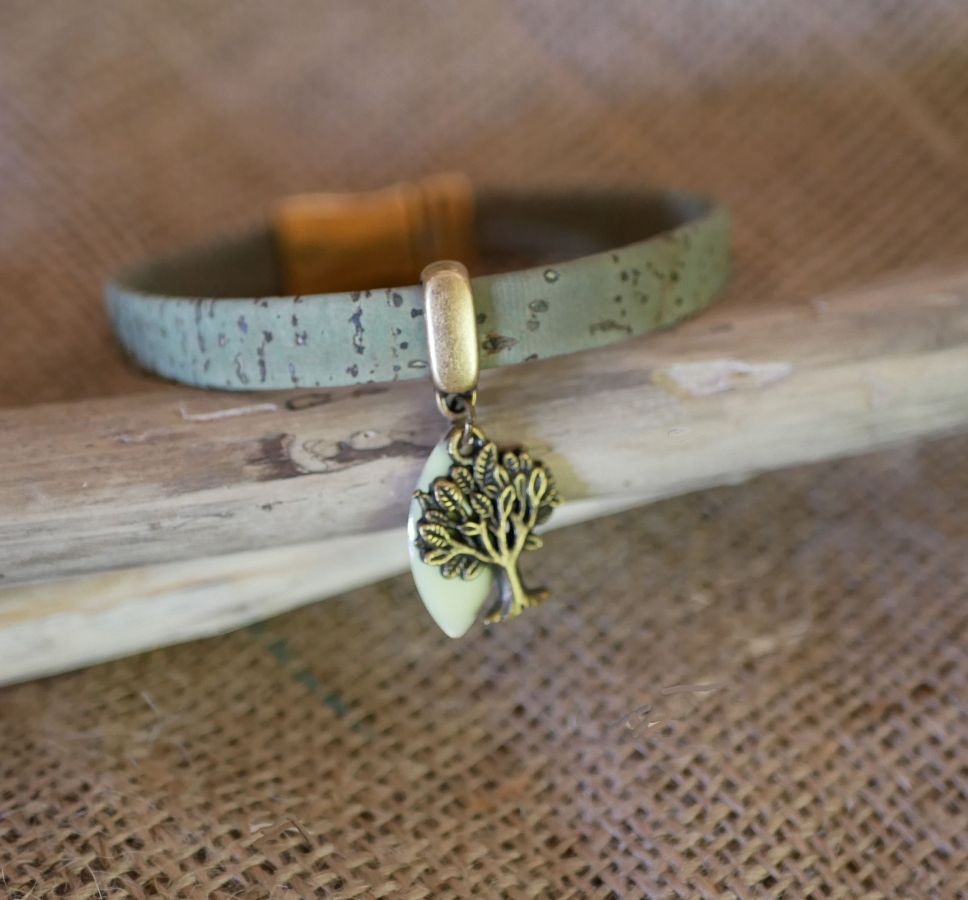 Bracelet cuir à breloques personnalisable bronze vielli 