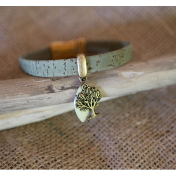Bracelet cuir à breloques personnalisable bronze vielli 