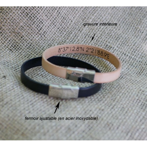 Bracelet en cuir pour communion ou baptême personnalisé au prénom 