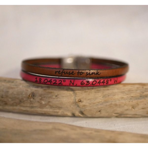 Bracelet cuir double couleur personnalisable mixte femme ou homme