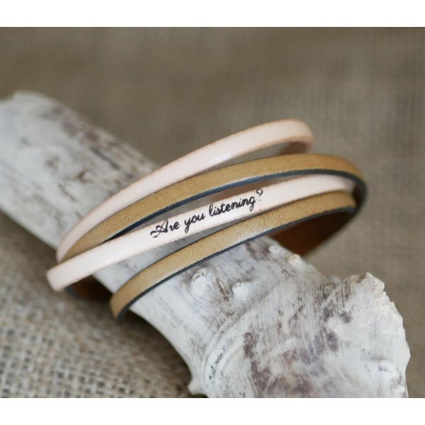 Bracelet cuir double en duo &agrave; personnaliser par gravure