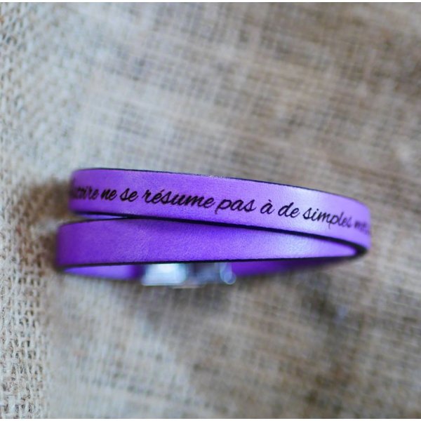 Bracelet cuir double tours homme ou femme personnalisable par gravure