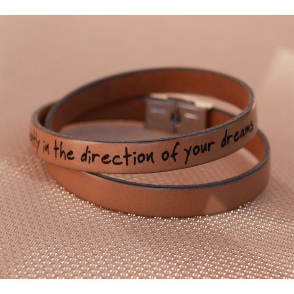 Bracelet cuir double tours homme ou femme personnalisable par gravure