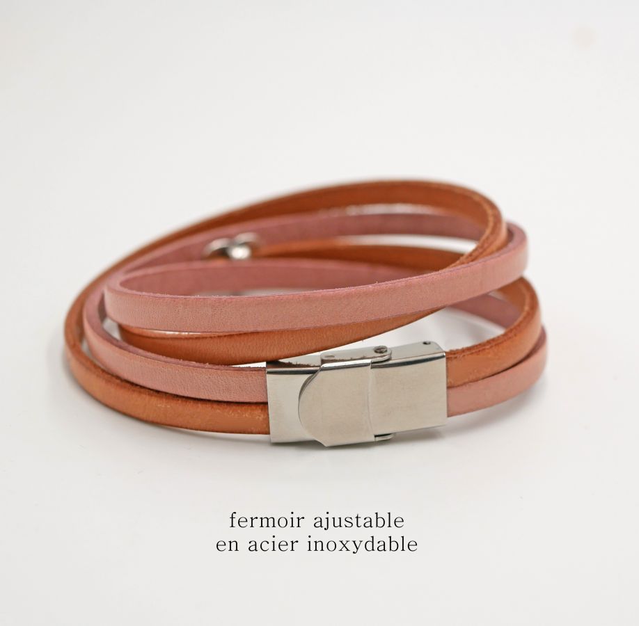 Bracelet cuir en duo de couleurs personnalisable avec coeur 