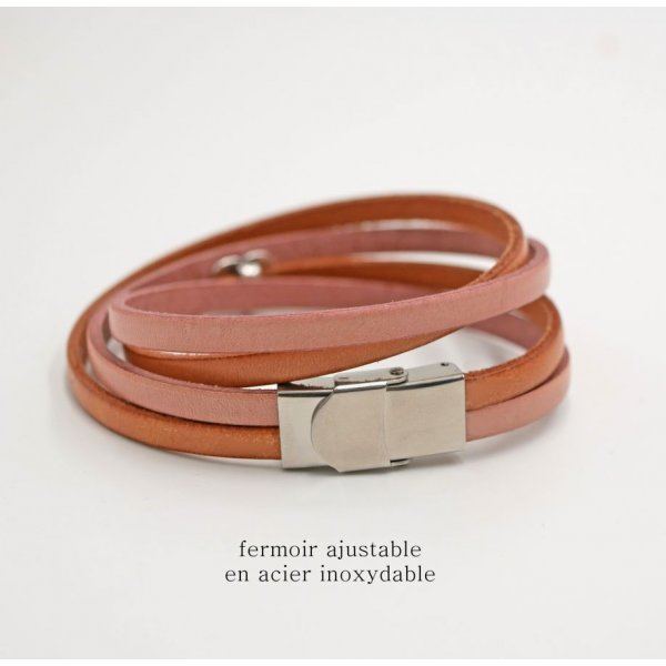 Bracelet cuir en duo de couleurs personnalisable avec coeur 