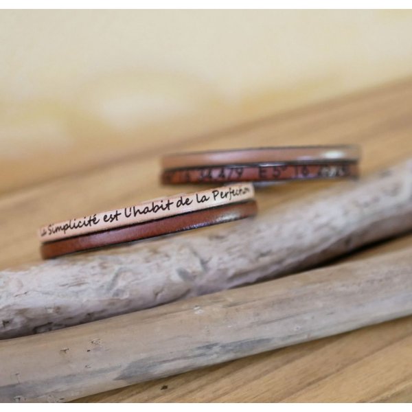 Bracelet cuir double couleur personnalisable mixte femme ou homme