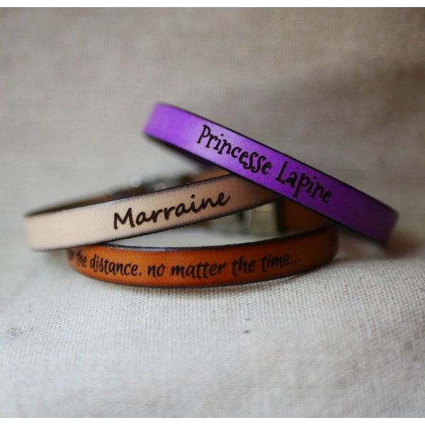 Bracelet cuir femme personnalisé gravé et sur mesure