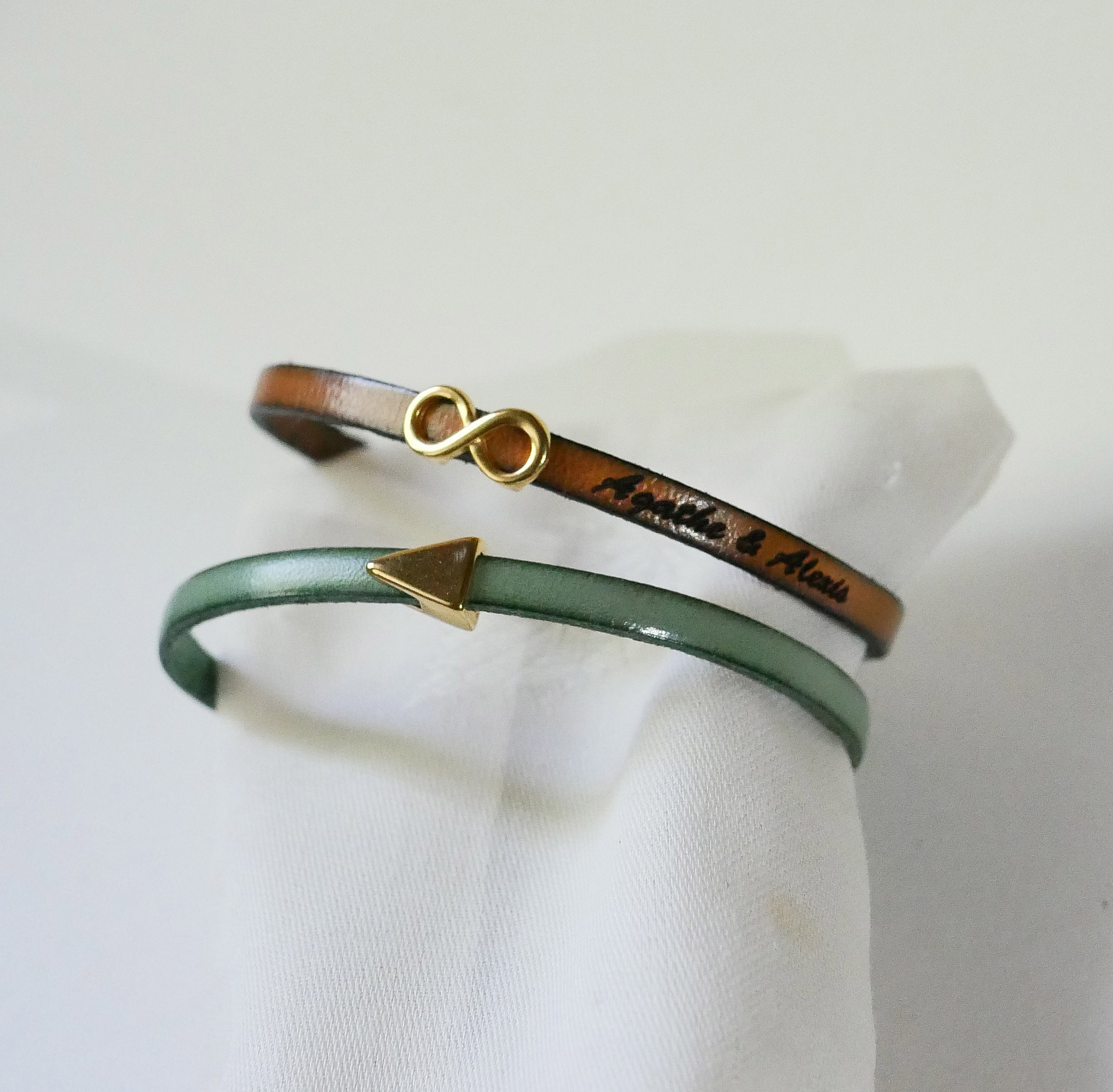 Bracelet cuir femme passant dor&eacute; au choix &agrave; personnaliser