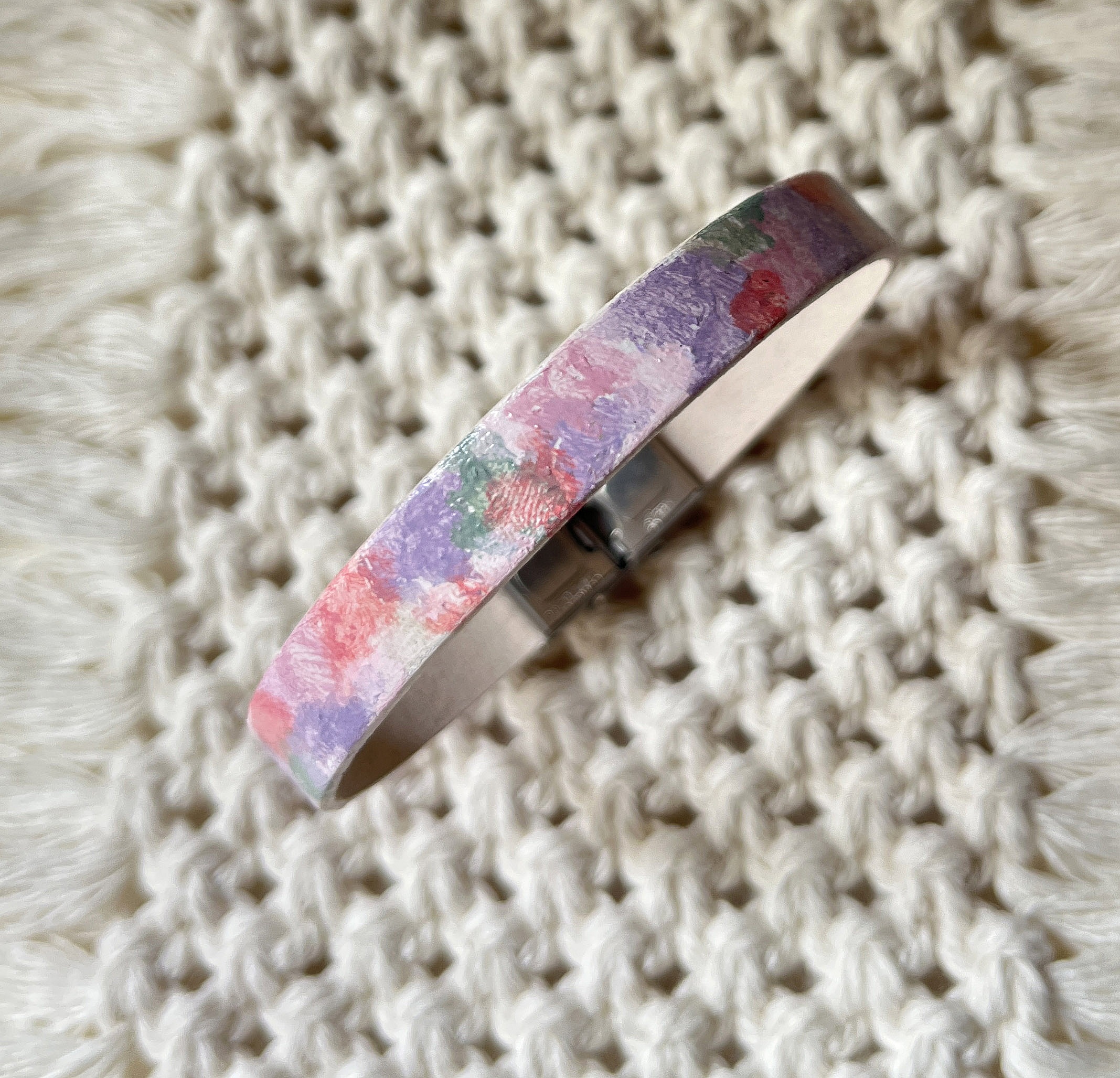 bracelet femme cuir blanc peint main