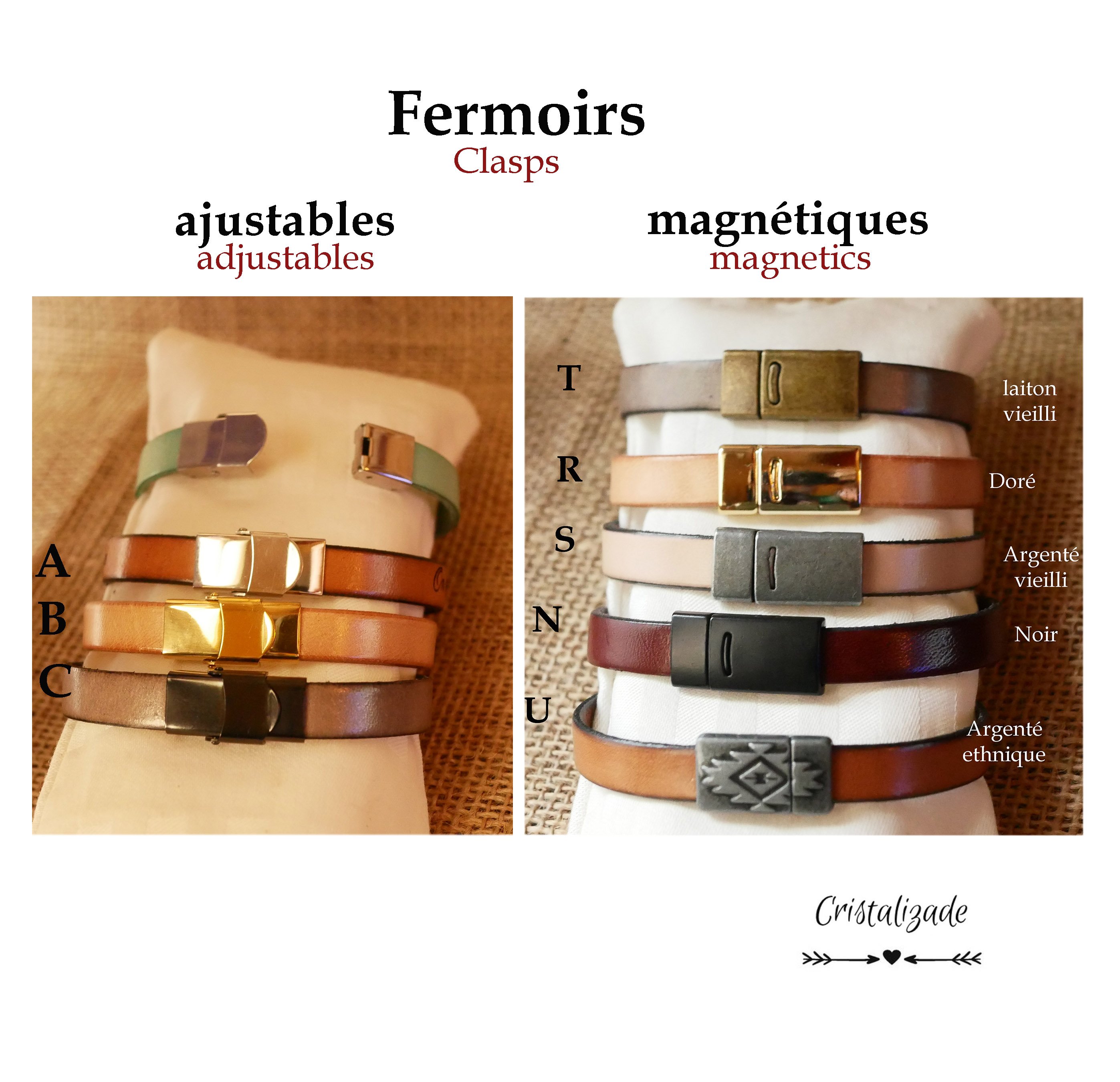 Bracelet cuir femme personnalisé à graver et sur mesure
