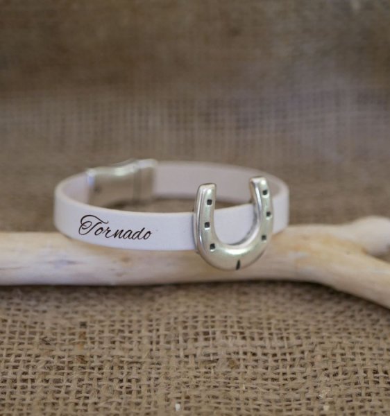 Bracelet cuir personnalisable d&eacute;cor Fer &agrave; cheval simple ou double tour