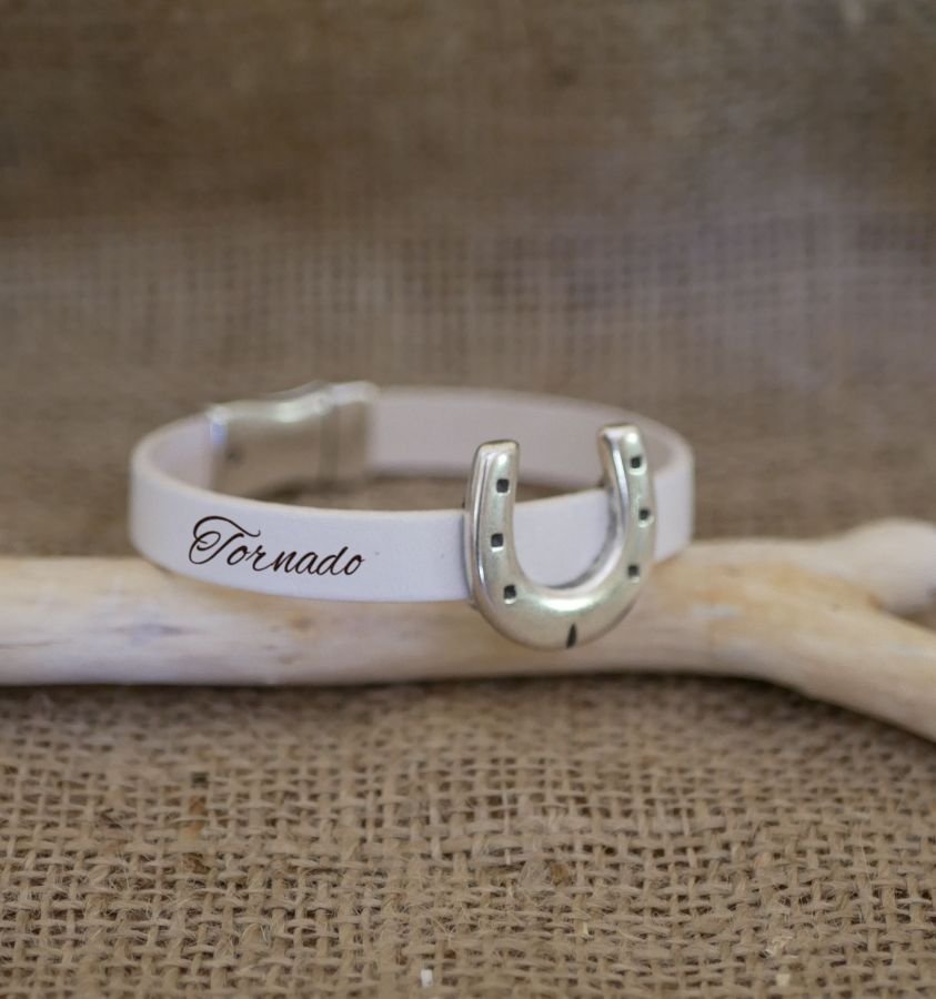 Bracelet cuir personnalisable décor Fer à cheval simple ou double tour