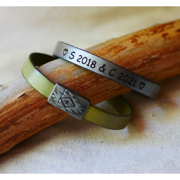 Bracelet cuir au fermoir magnétique ethnique à personnaliser