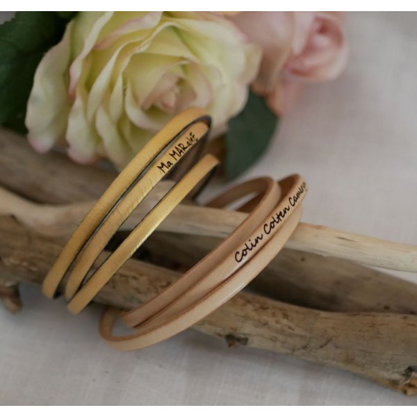 Bracelet cuir fin en 3 tours pour homme ou femme personnalisé