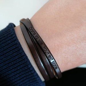 Bracelet cuir fin en 3 tours pour homme ou femme personnalisé