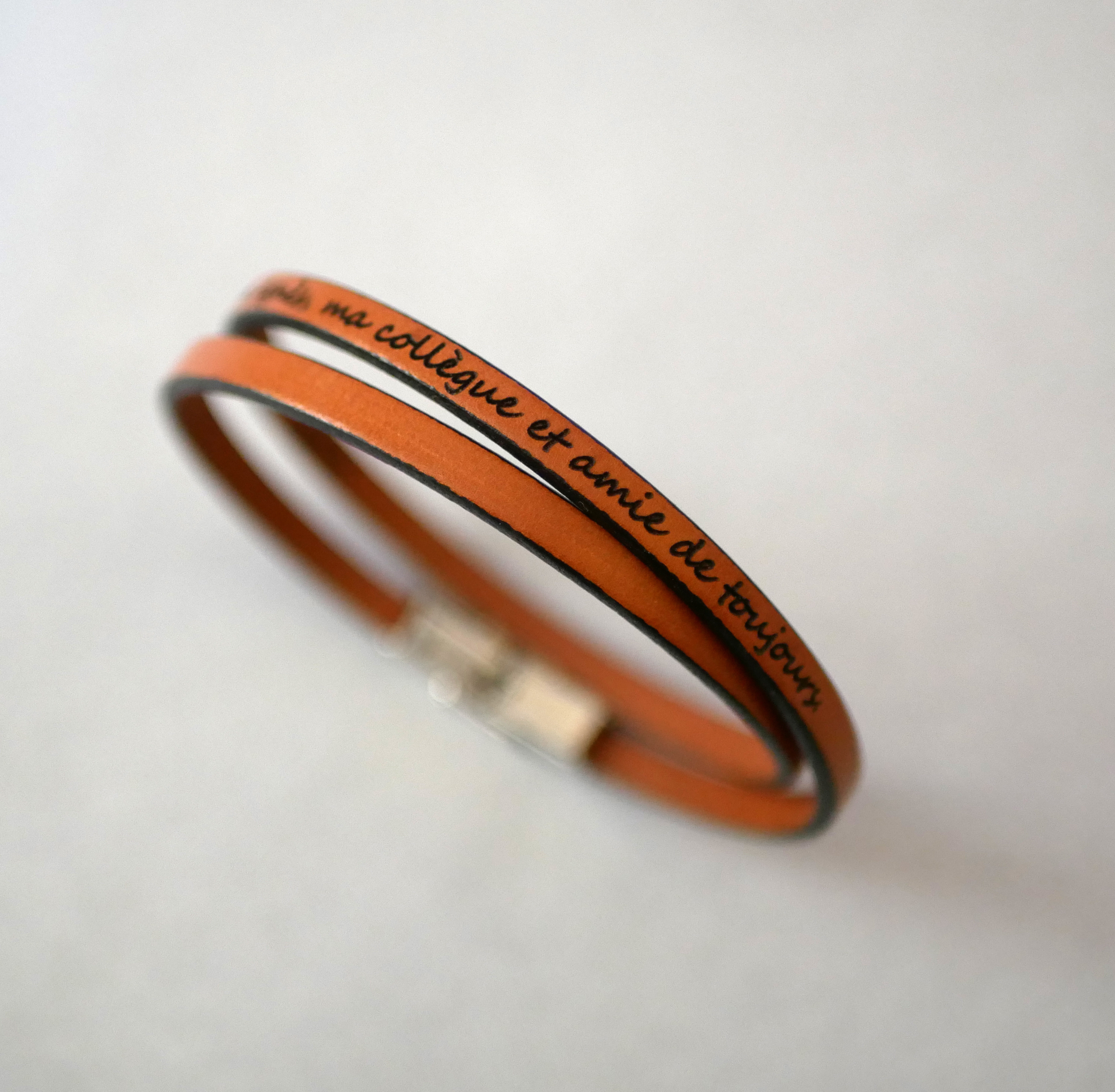 Bracelet cuir fin en 2 tours pour homme ou femme &agrave; personnaliser