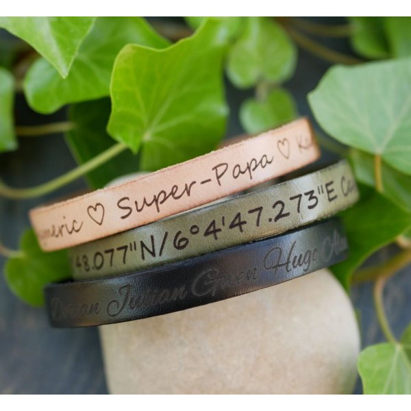 Bracelet cuir au fermoir magnétique ethnique à personnaliser