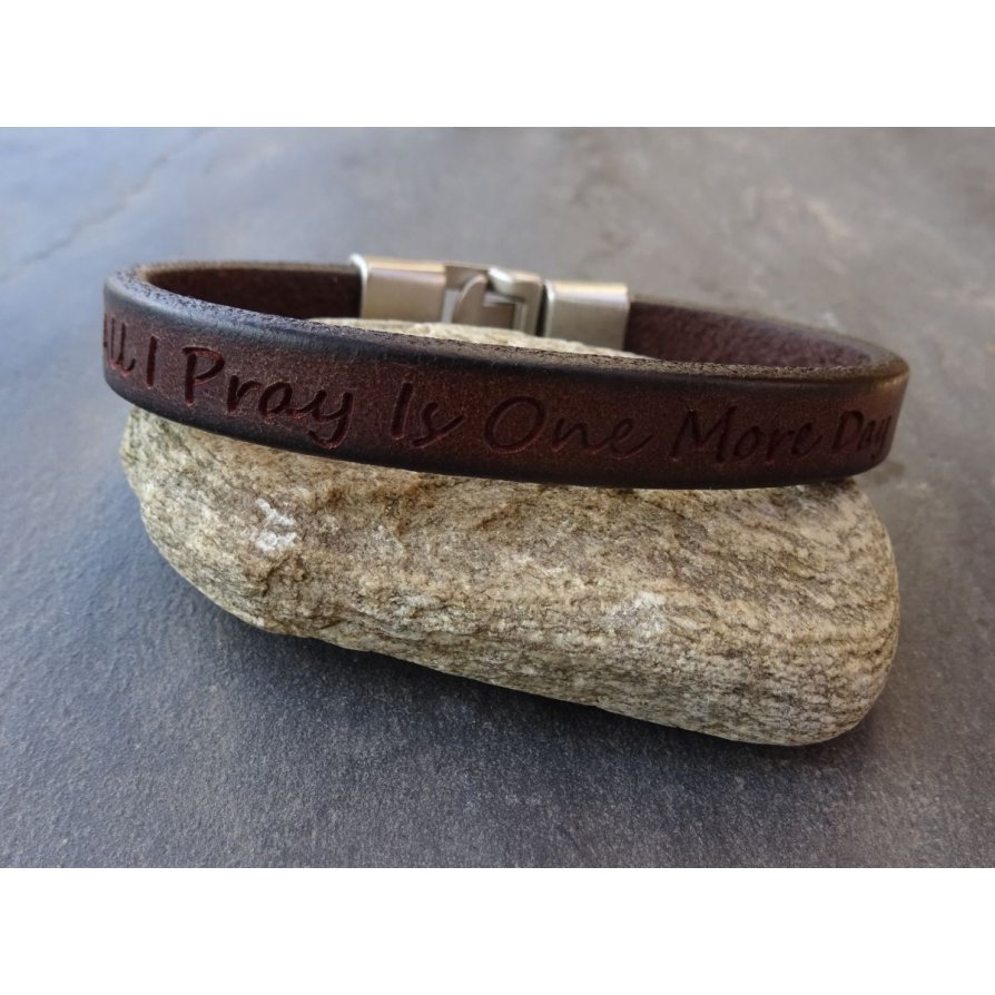 Bracelet cuir Homme gravé à personnaliser marron foncé