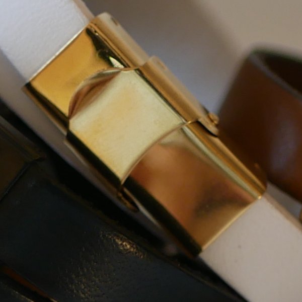 Bracelet femme large anneau doré cuir couleur au choix