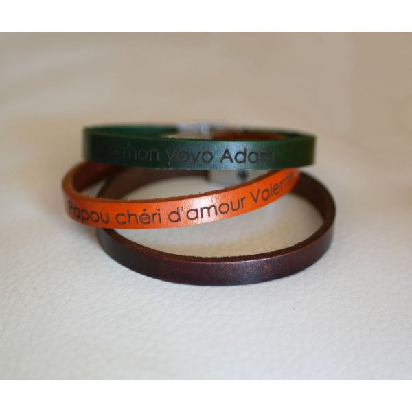 Bracelet cuir mixte 9mm fermoir ajustable