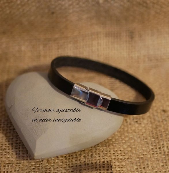 Bracelet cuir mixte 9mm fermoir ajustable