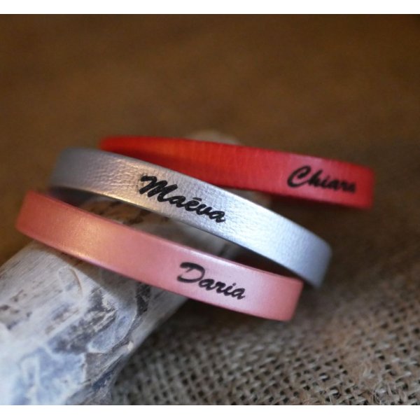 Bracelet cuir personnalisé homme ou femme gravé prénoms ou message