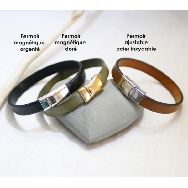 Bracelet cuir personnalisé homme ou femme gravé prénoms ou message