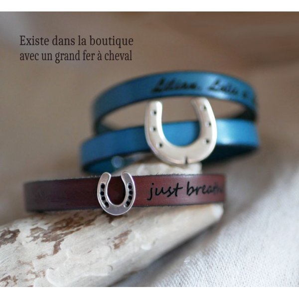Bracelet cuir personnalisé décoré d'un petit Fer à cheval 