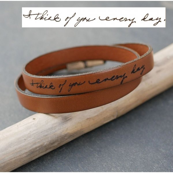 Bracelet cuir personnalisable par écriture manuscrite en simple, double ou triple tour