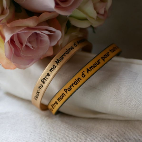 Bracelet cuir personnalisé homme ou femme gravé prénoms ou message