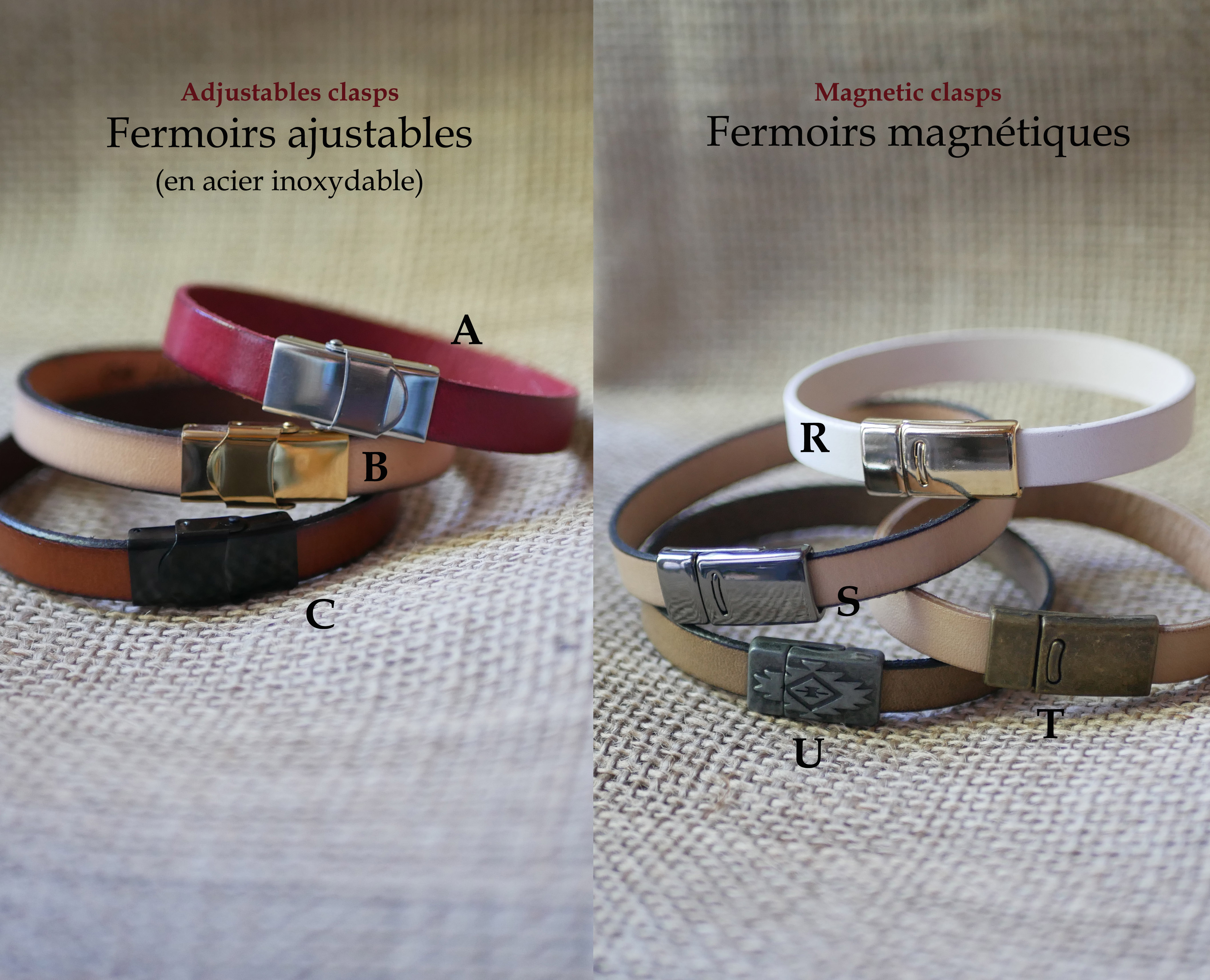 Bracelet cuir personnalisé homme ou femme gravé prénoms ou message