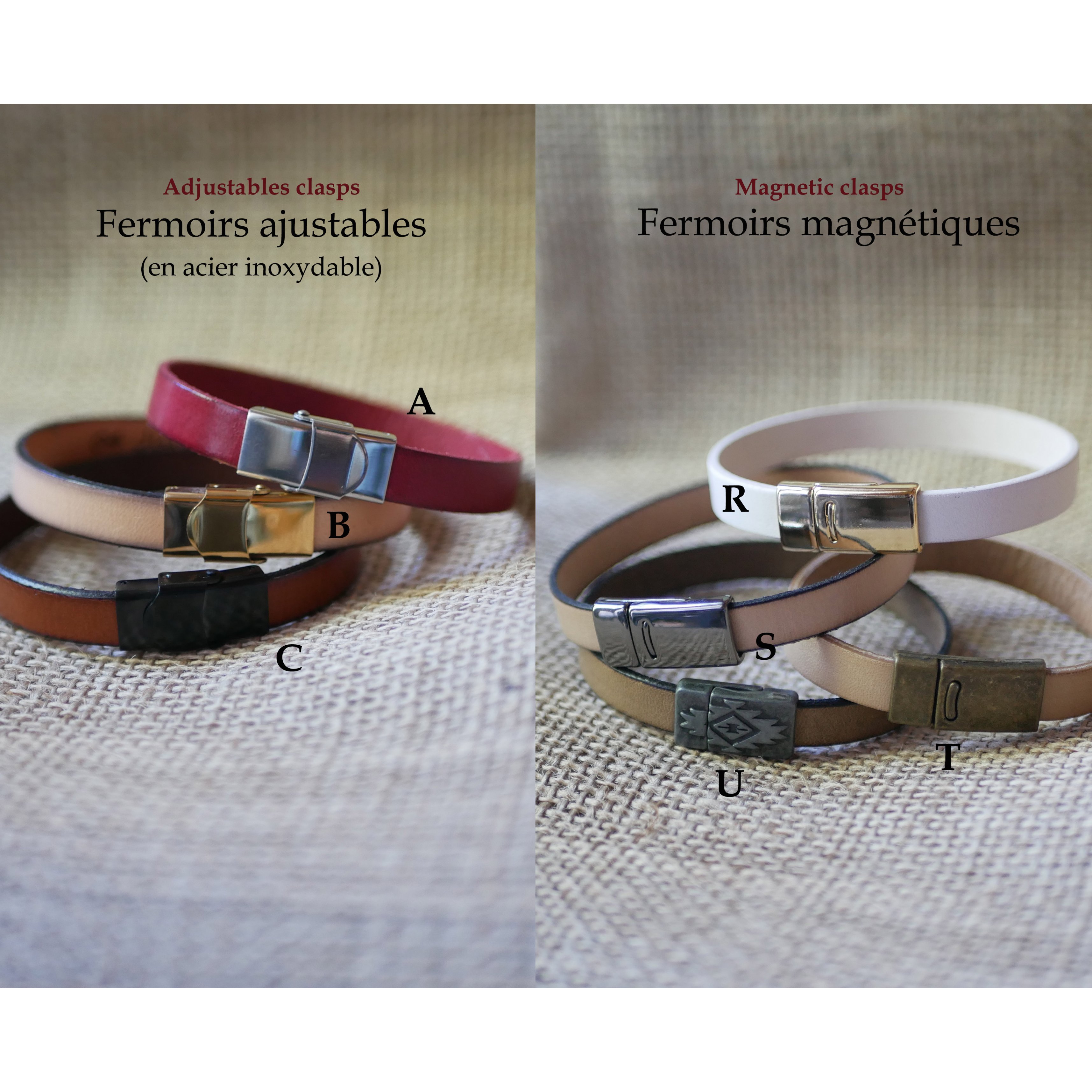 Bracelet cuir personnalisé homme ou femme gravé prénoms ou message