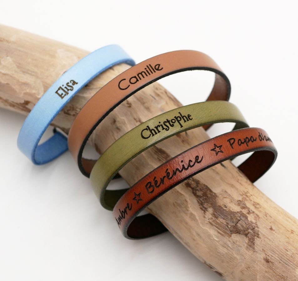 Cadeaux : Bracelet personnalisable en cuir pour homme fermoir au choix