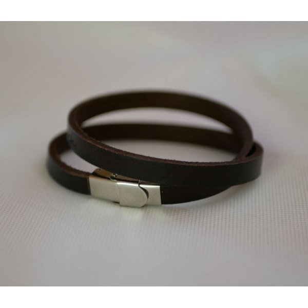 Bracelet cuir 2 tours mixte personnalisables par gravure avec fermoir ajustable