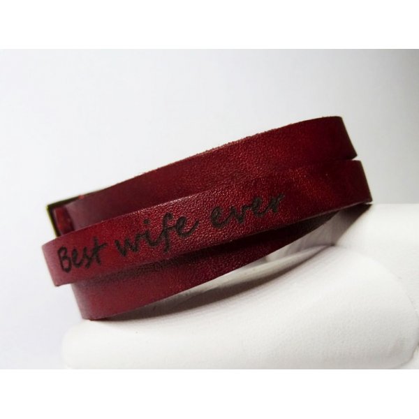 Bracelet cuir au choix 3 tours grav&eacute; &agrave; personnaliser