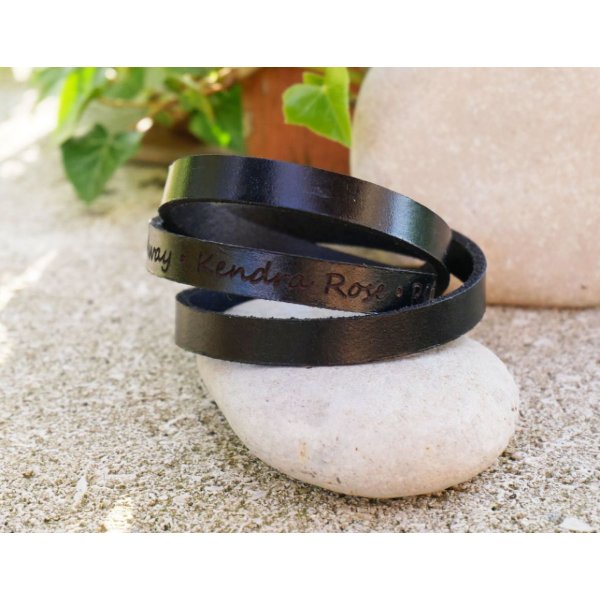 Bracelet cuir au choix 3 tours grav&eacute; &agrave; personnaliser
