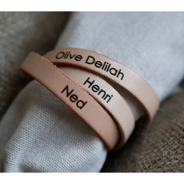 Bracelet cuir femme triple tour à personnaliser couleur et gravure 
