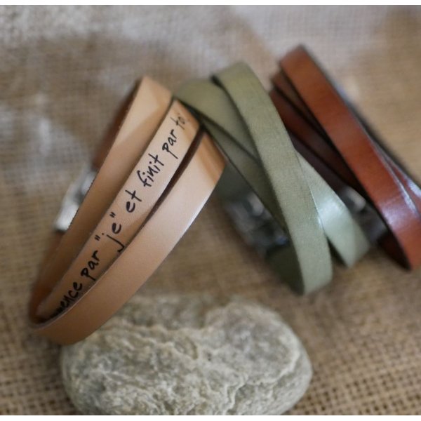 Bracelet cuir triple tours homme ou femme à personnaliser fermoir ajustable