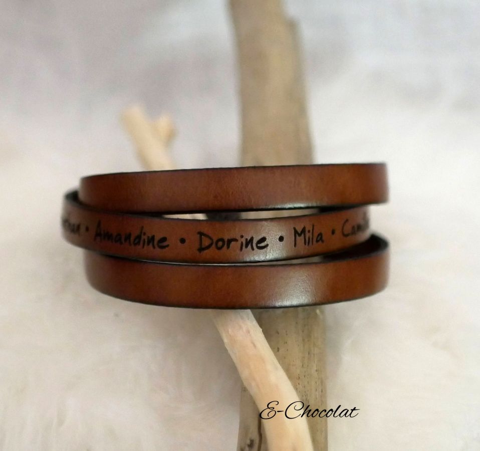 Bracelet cuir triple tours homme ou femme à personnaliser fermoir ajustable