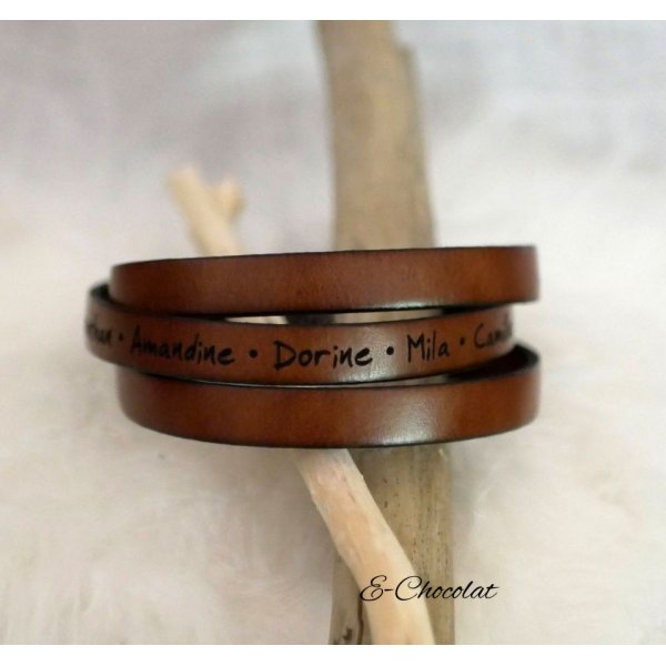 Bracelet cuir triple tours homme ou femme à personnaliser fermoir ajustable