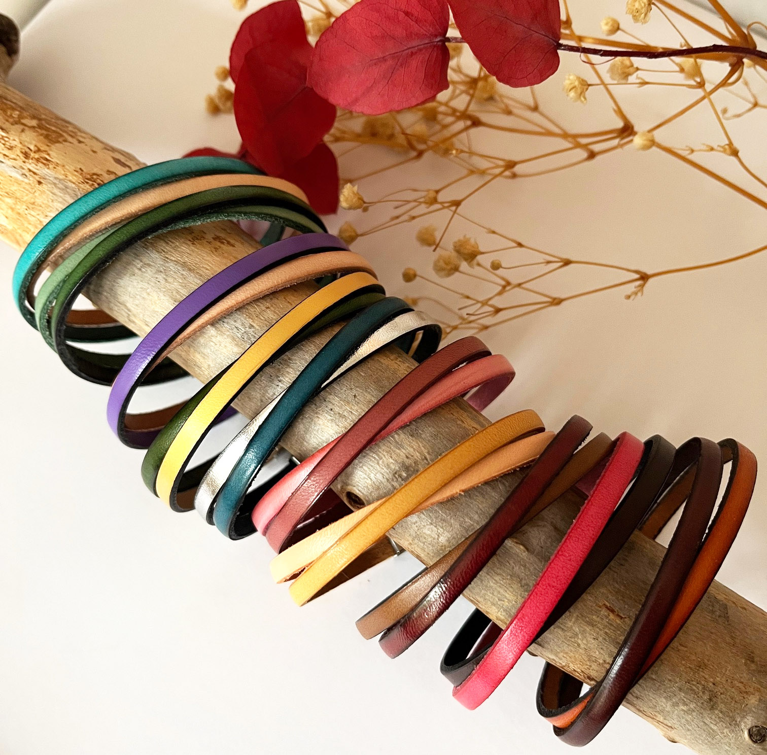 Bracelet duo de cuir croisé Twist personnalisable par gravure femme ou homme