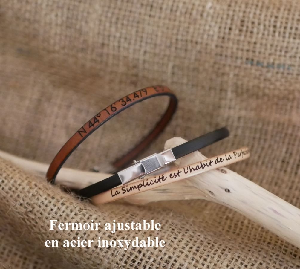 Bracelet femme en cuir fin imprimé Impressioniste