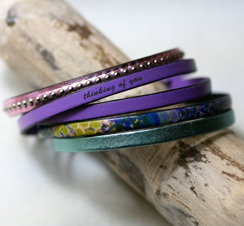 Bracelet femme en cuir fin imprimé Impressioniste