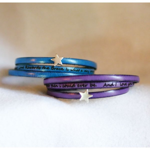 Bracelet femme cuir multitours personnalisable d&eacute;cor &eacute;toile argent&eacute;