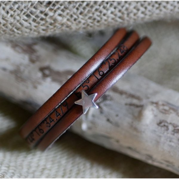 Bracelet femme cuir multitours personnalisable d&eacute;cor &eacute;toile argent&eacute;