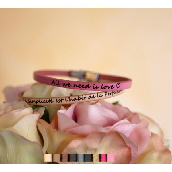 Bracelet femme personnalisable en cuir fin empilable 