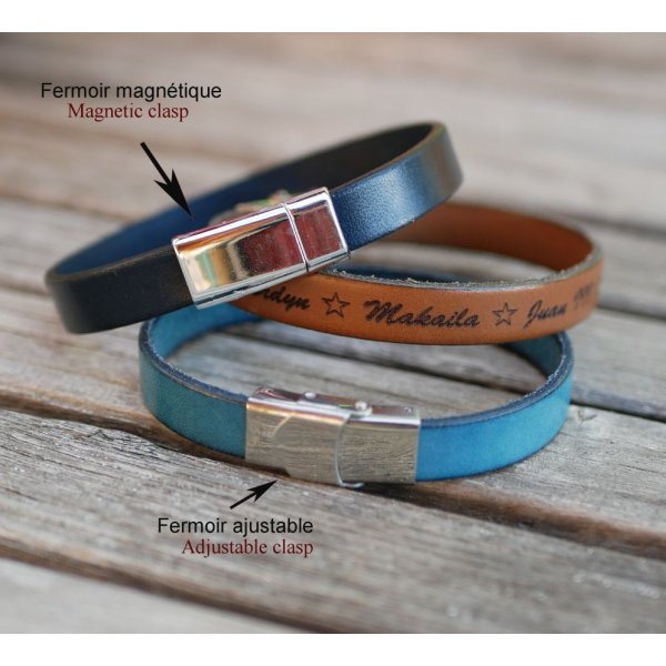 Bracelet pour fille cuir et charme papillon personnalisable